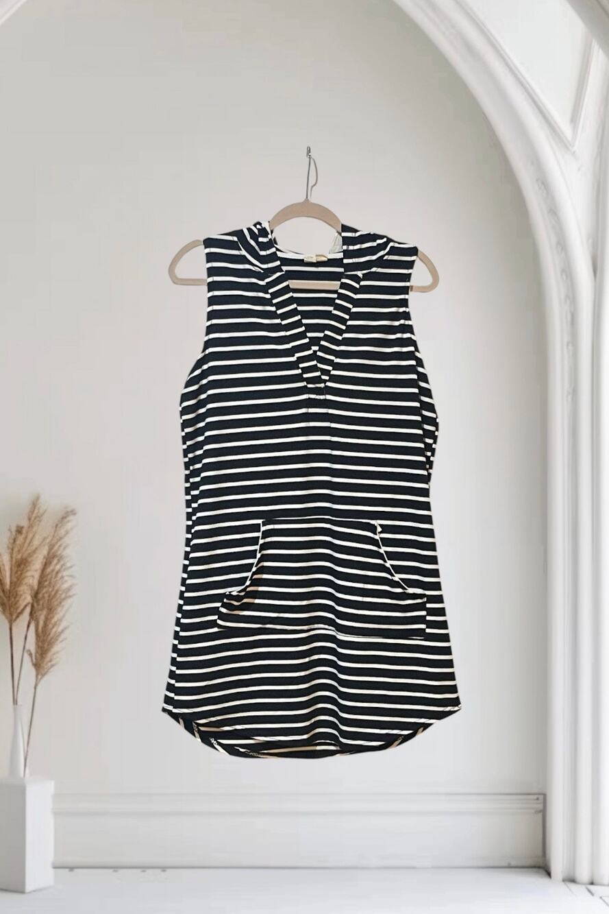 Sorrica Women Casual Sleeveless Sweat Hoodie Dress Size Large